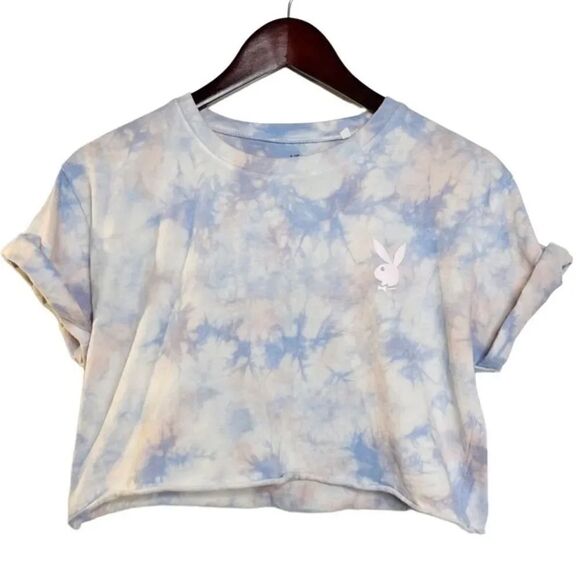 🎄Me to We Tie Dye Playboy Short Sleeve Crop Top Purple Small - Picture 4 of 5